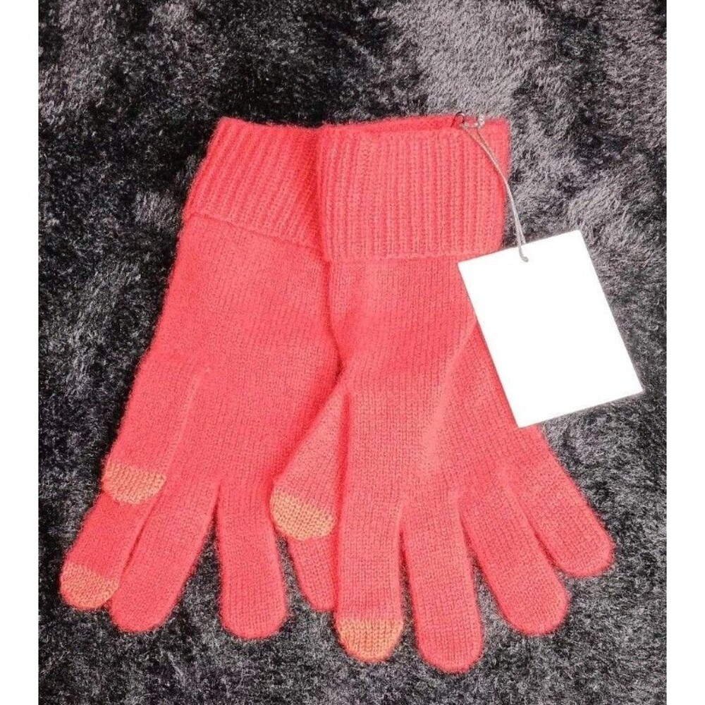 NWT! Italic 100% Pure Cashmere Knit Gloves Red Touchscreen Tech Texting One Size